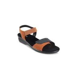 Metro Women Brown Colourblocked Leather Sandals-picture-33