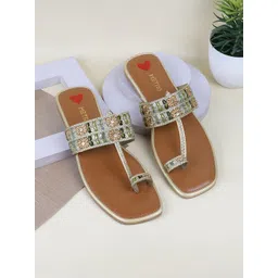 Metro Women Embellished One Toe Flats-picture-12