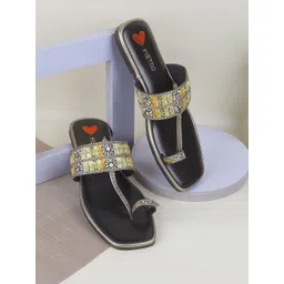 Metro Women Embellished One Toe Flats-picture-16