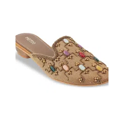 Metro Women Ethnic Embellished Block Heels Mules-picture-40