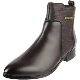 metro Women Faux Leather Ribbed Slip-On Casual Boots-picture-13