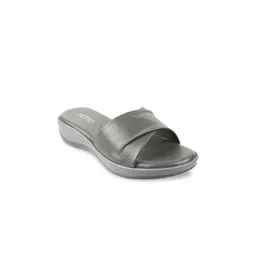 Metro Women Grey Solid Synthetic Open Toe Flats image 1