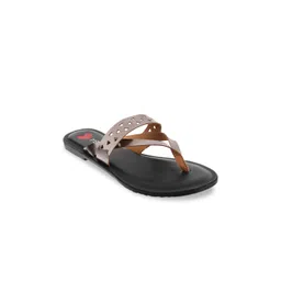 Metro Women Grey Solid T-Strap Flats-picture-33