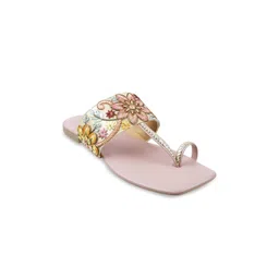 Metro Women Pink Embellished One Toe Flats-picture-30