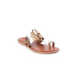 Metro Women Rose Gold Ethnic One Toe Flats-picture-42