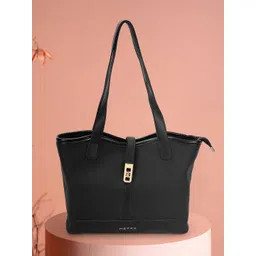 Metro Women Solid Structured Tote Bag-picture-30