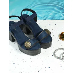 Metro Women Textured Block Heel Sandals-picture-11