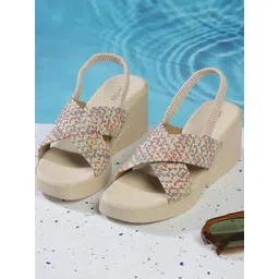 Metro Women Textured Block Heels Sandals-picture-23