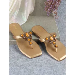 Metro Women Textured T-Strap Flats-picture-39