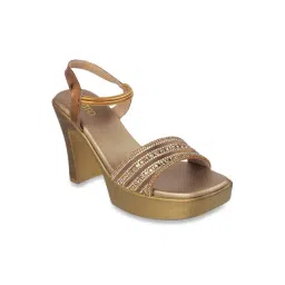 Metro Women's Antique Gold Ankle Strap Sandals-picture-38