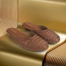 metro Women's Antique Gold Slip On closure Ethnic - Mojaris with Flat sole Casuals For Women-picture-11