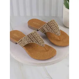 Metro Women's Antique Gold Thong Sandals-picture-30