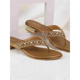 Metro Women's Antique Gold Thong Sandals-picture-39