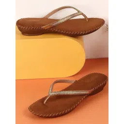 Metro Women's Antique Gold Thong Wedges-picture-24