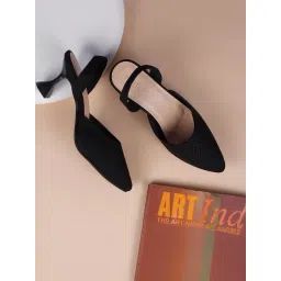 Metro Women's Black Sling Back Stilettos-picture-40