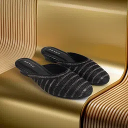 metro Women's Black Slip On closure Ethnic - Mojaris with Flats Casuals For Women-picture-12