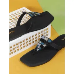 Metro Women's Black T-Strap Sandals-picture-16