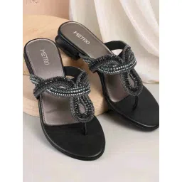 Metro Women's Black Thong Sandals-picture-41