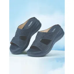 Metro Women's Blue Slide Wedges-picture-38