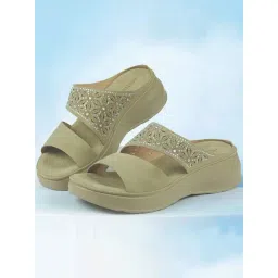 Metro Women's Green Slide Wedges-picture-21