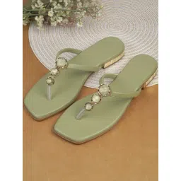 Metro Women's Green T-Strap Sandals-picture-26