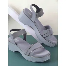 Metro Women's Grey Ankle Strap Wedges-picture-18