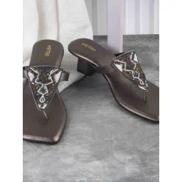 Metro Women's Gun Metal T-Strap Sandals-picture-46