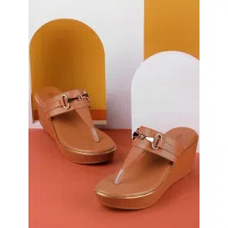 Metro Women's Tan T-Strap Wedges-picture-43