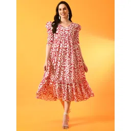 Metronaut Floral Print A-Line Midi Dress-picture-16