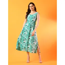 Metronaut Floral Print A-Line Midi Dress-picture-18