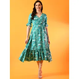 Metronaut Floral Print Fit & Flare Midi Dress-picture-15