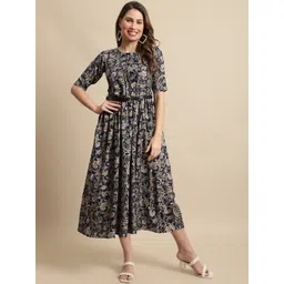Metronaut Floral Print Fit & Flare Midi Dress-picture-30