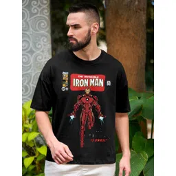 Metronaut Iron Man Printed Drop Shoulder Sleeves Pure Cotton Oversized T-shirt-picture-12