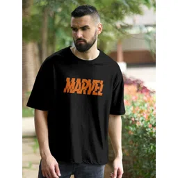 Metronaut Marvel Printed Round Neck Drop Shoulder Sleeves Oversized Pure Cotton T-shirt-picture-15