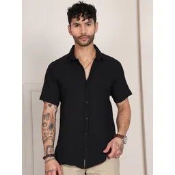 Metronaut Men Spread Collar Textured Cotton Shirt-picture-16