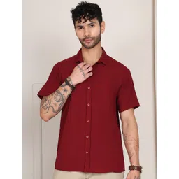 Metronaut Men Textured Spread Collar Casual Shirt-picture-41