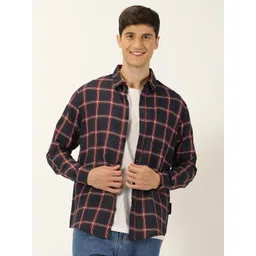 Metronaut Windowpane Checked Classic Slim Fit Opaque Casual Shirt-picture-31