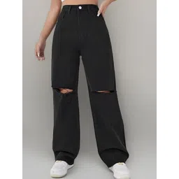 Metronaut Women Comfort Baggy Mid-Rise Slash Knee Stretchable Jeans-picture-38