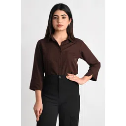 metronaut Women Comfort Fit Fit Solid Spread Collar Casual Shirt-picture-11