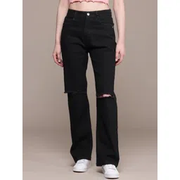 Metronaut Women Comfort Relaxed Fit High-Rise Slash Knee Stretchable Cotton Jeans-picture-26