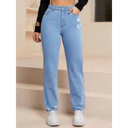 Metronaut Women Comfort Relaxed Fit Mid-Rise Low Distress Stretchable Jeans-picture-36