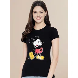 Metronaut Women Graphic Printed Round Neck Cotton Mickey Mouse T-shirt-picture-38