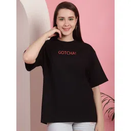 Metronaut Women Graphic Printed Round Neck Cotton Oversized Longline T-shirt-picture-17