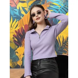 Metronaut Women Shirt Collar Cotton Crop Top-picture-28