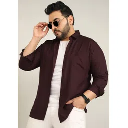 metronaut plus Men Regular Fit Solid Spread Collar Casual Shirt-picture-17