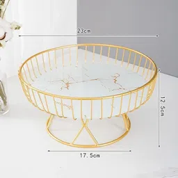 metscape india Golden Metal Cake Stand with Marble Base for Display Iron Cake Server-picture-11