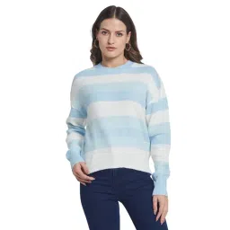 METTLE Green Striped Regular Fit Pullover-picture-12