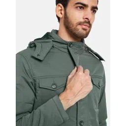 METTLE Grey Regular Fit Hooded Jacket image 5