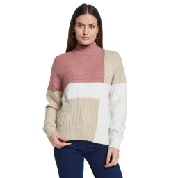 METTLE Pink Colour Blocked Regular Fit Pullover-picture-33