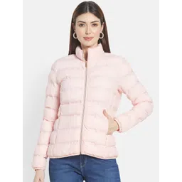METTLE Women Peach-Coloured Stand Collar Padded Jacket-picture-20